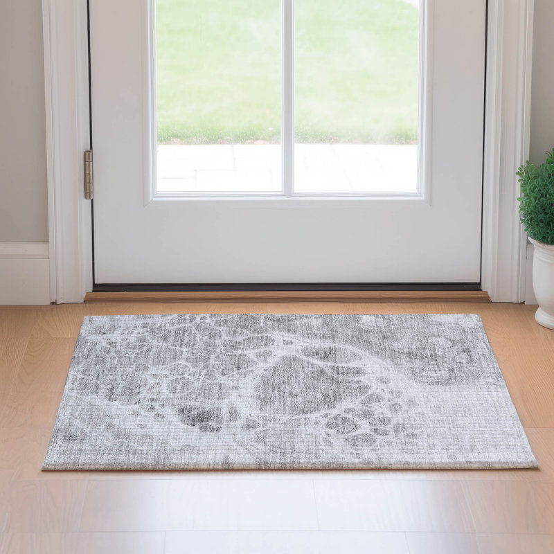 Premium Machine Washable Prisco Gray Rug, Rectangle 1'8" x 2'6"