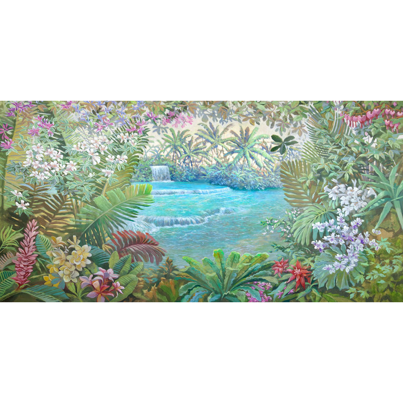 Tropical Waterfall by Andrea Del Missier - Wrapped Canvas Print, 50cm H x 100cm W x 4cm D