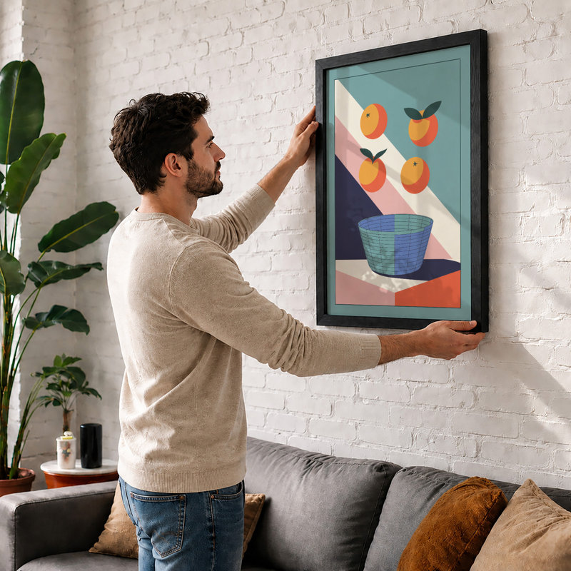 Citrus Still Life Modern - Framed Print, Black, A4 - 29.7 x 21.0 cm
