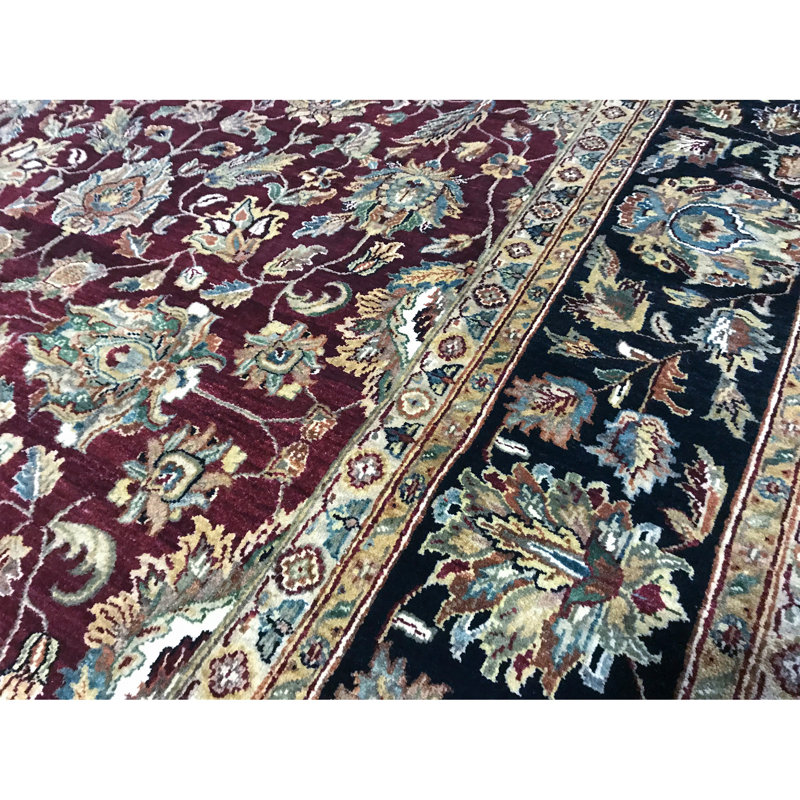 Sona Wool Oriental Area Rug in Red/Navy