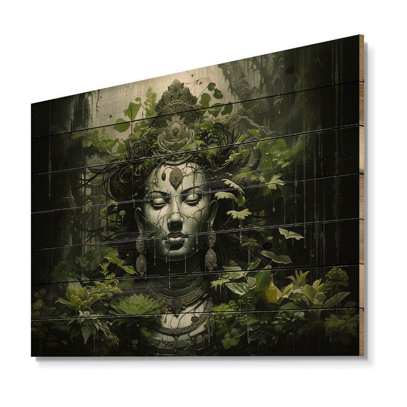 Bouddhisme sacré Mantra II sur bois, H 10 po x l 20 po x P 0,78 po