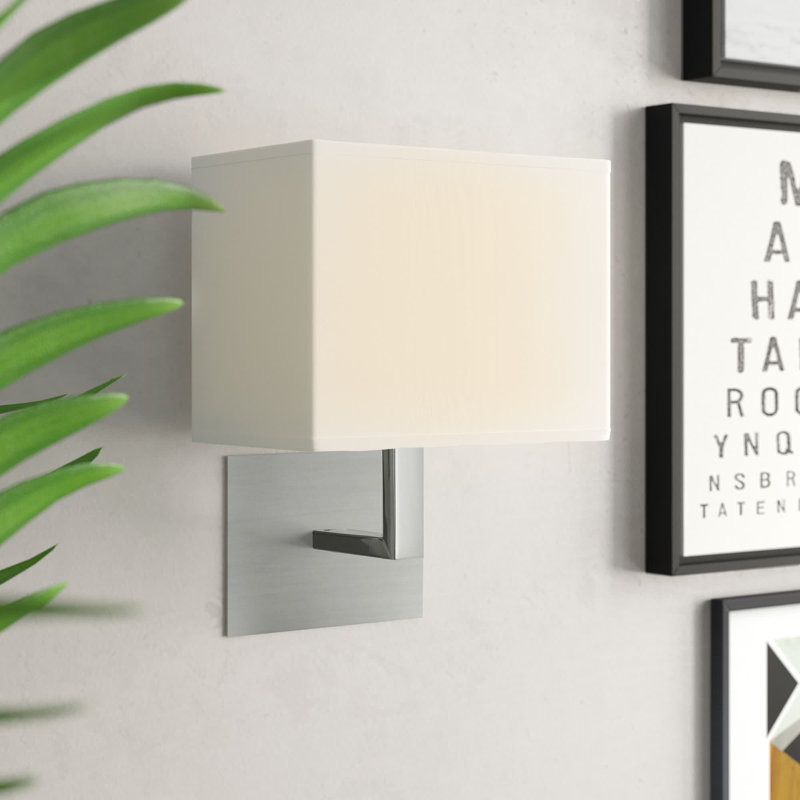 Branam Armed Sconce, Satin Silver, White