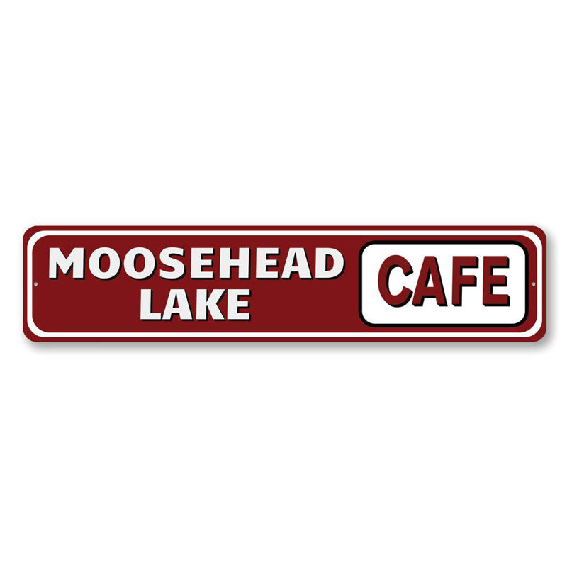 Plaque en aluminium Lake Cafe, H 4 po x l 18 po x P 0,04 po