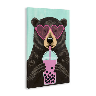 Bear And Bubble Tea Canvas, design by Courtney Haley