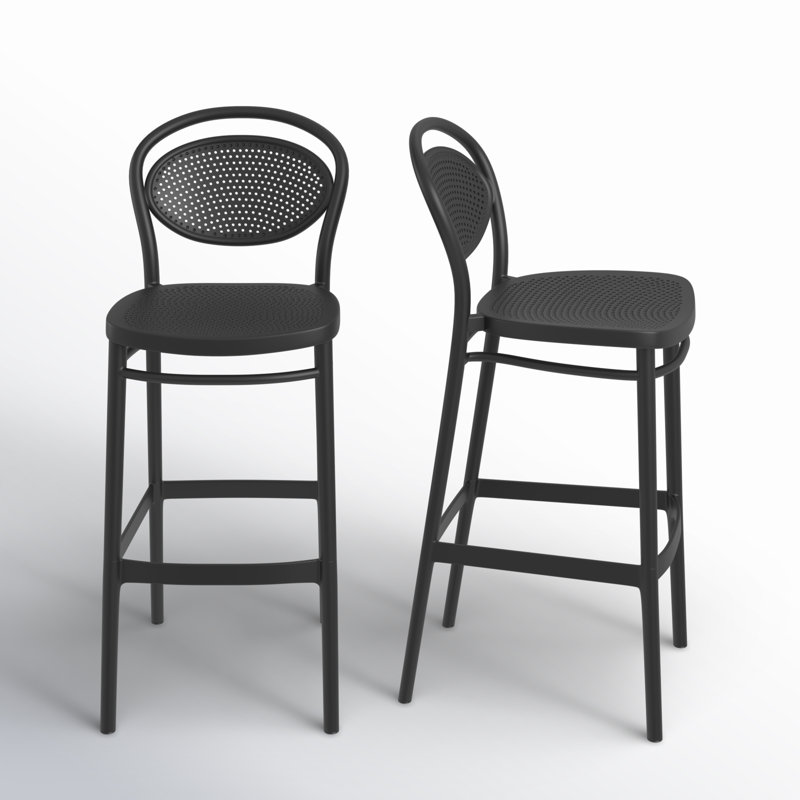Tabouret de bar pour le patio Farrah, Noir, Tabouret de bar (siège d'une hauteur de 29,5 po)