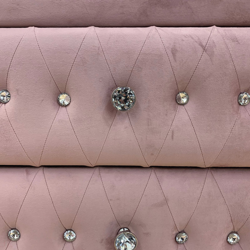 Reggie Pink Fabric Chest, Dresser For Dining Room, Living Room, Bedroom