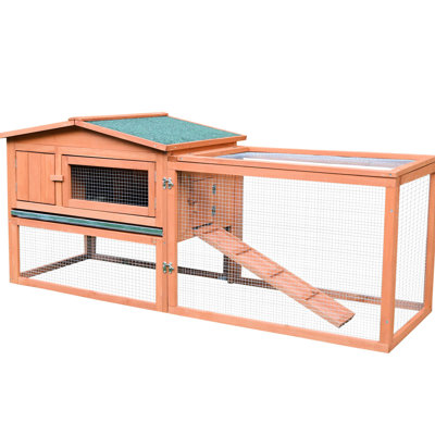 Large 2-Layer Cage With Slide Out Tray And Design Applied, 61.5"X23"X27", For 1-2 Rabbits Design,