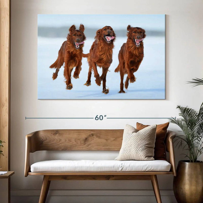 Running Irish Setters, 34" H x 51" W
