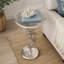 Élégante table d'appoint ronde en métal avec motif d'étoile de mer côtière pour table de chevet - Table de bout étroite décorative pour la maison et le salon - Argent-759286604