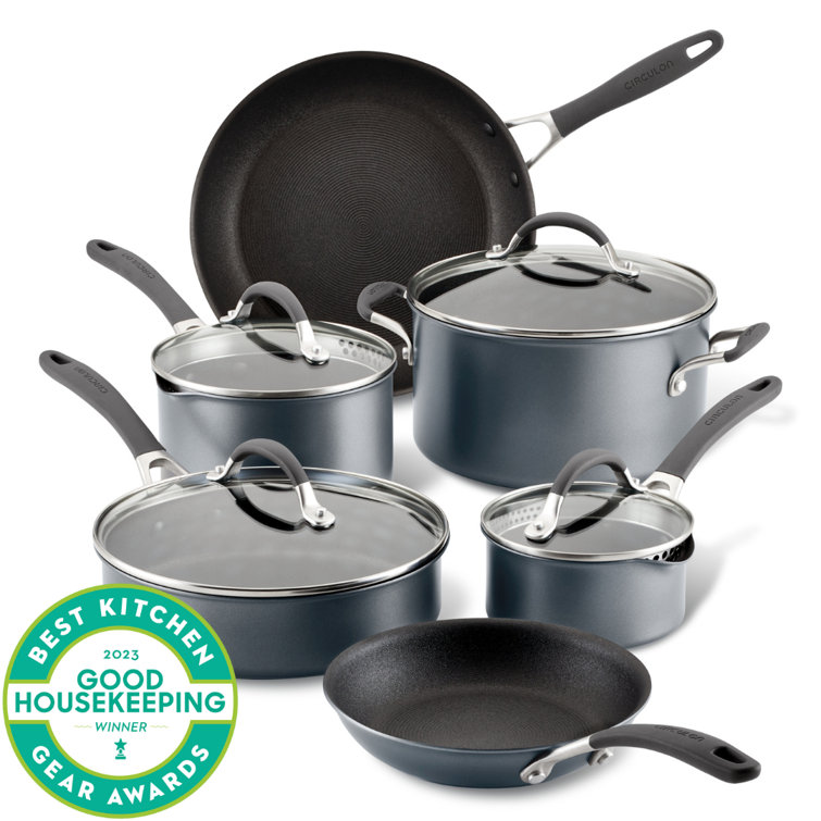 All-Clad HA1 Hard Anodized Nonstick 2 Piece Fry Pan Set 10, 12 Inch  Induction Pots and Pans, Cookware Black & HA1 Hard Anodized Nonstick  Griddle 11 x