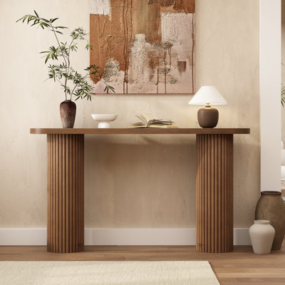 Console en bois massif cannelé Gennari