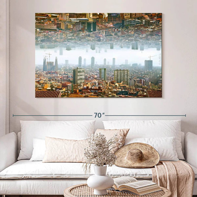 Paysage double de Barcelone, H 34 po x l 51 po