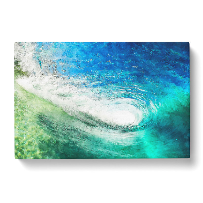 Within The Wave In Blue & Green - Wrapped Canvas Painting, 50cm H x 76cm W x 3cm D