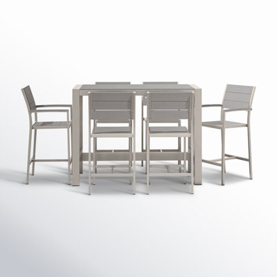 Lysa Rectangular 6 - Person 59" Long Aluminum Bar Height Dining Set