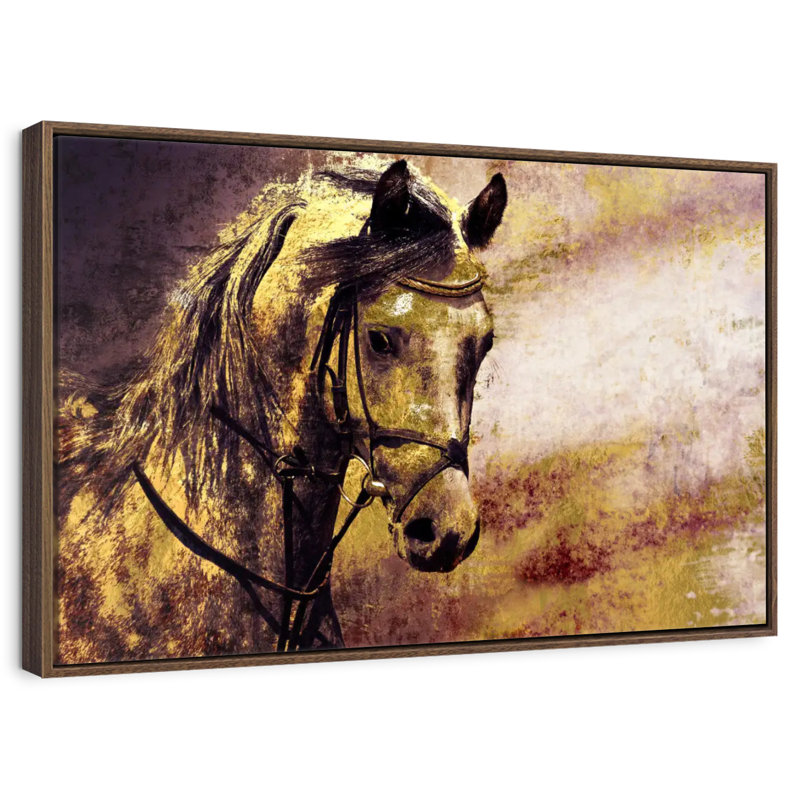 Arabian Horse Portrait, Floating Frame Walnut, 31" X 21"