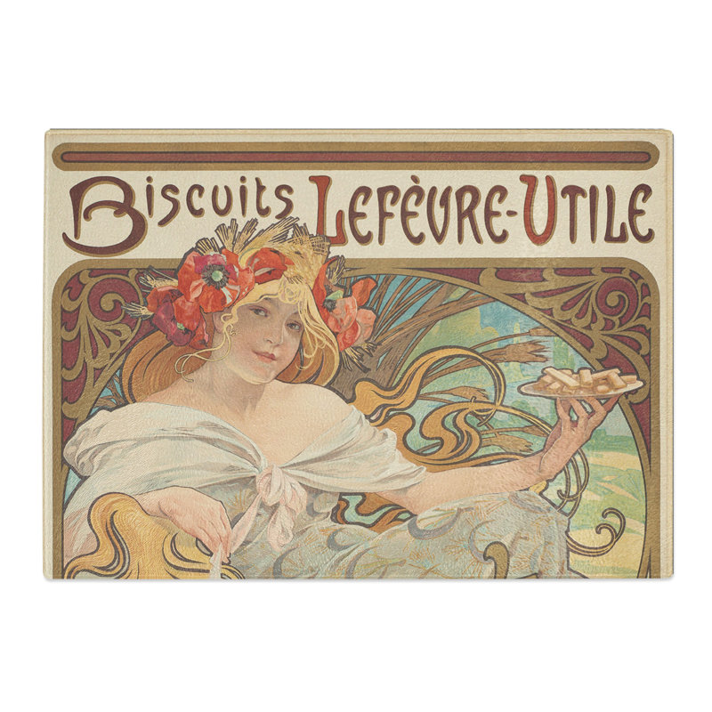 Biscuits Lefevre by Alphonse Mucha Chopping Board, 0.4cm H x 28.5cm W x 39cm L