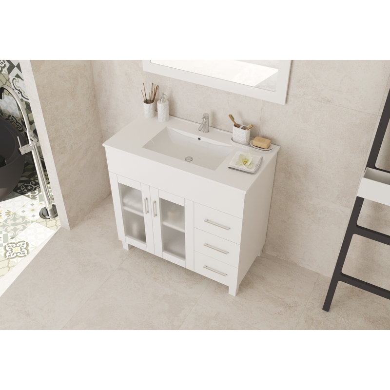 Ensemble de meuble-lavabo simple 35,83 ", Blanc