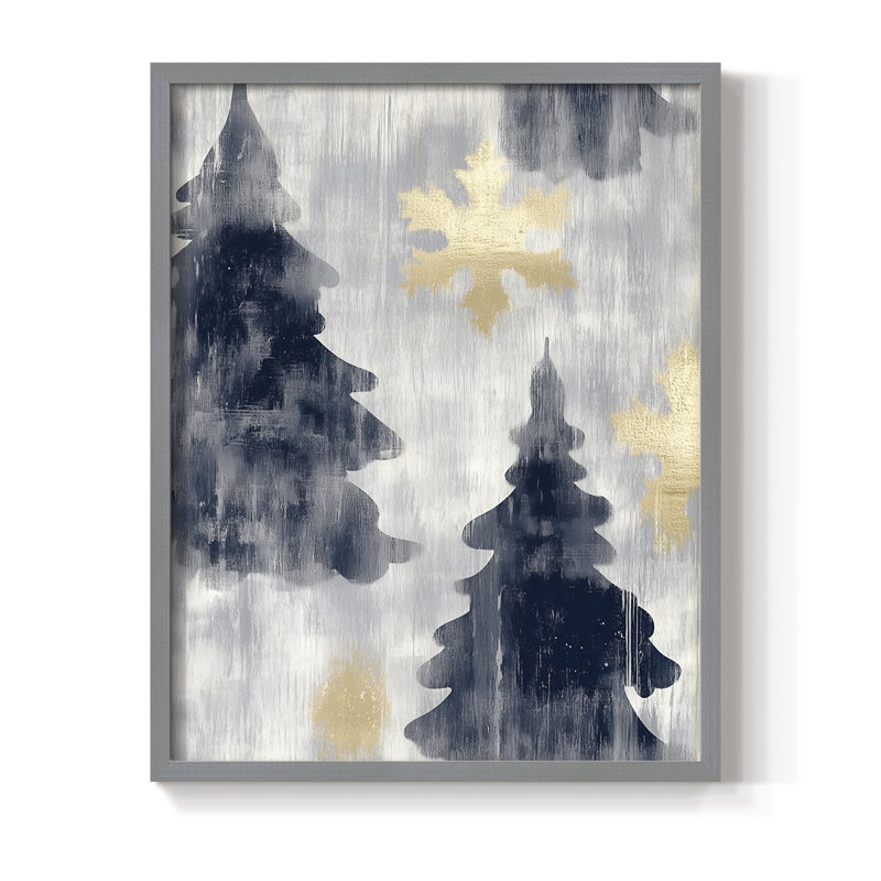 «Christmas Holiday Art» CCLxxix, reproduction d'art encadrée - bois massif, Gris, H 21 po x l 17 po