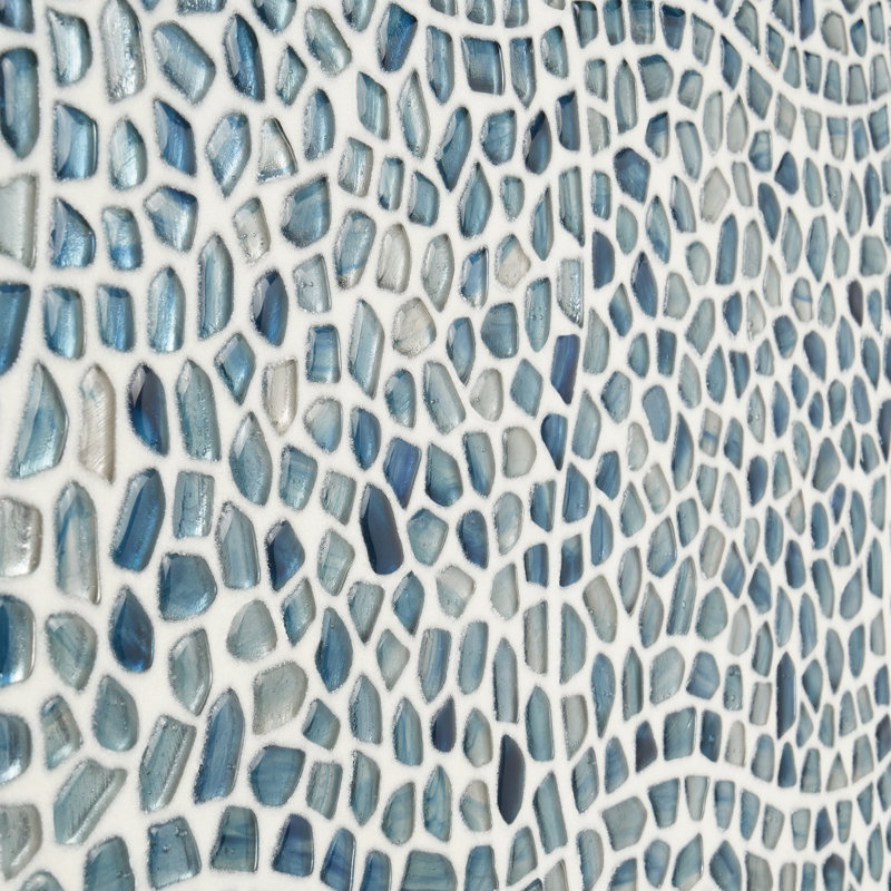 Fractal Pebble 11.88 in. x 11.88 in. Polished Glass Wall Mosaic Tile (0.98 Sq. Ft. / Each), Blue/Gray