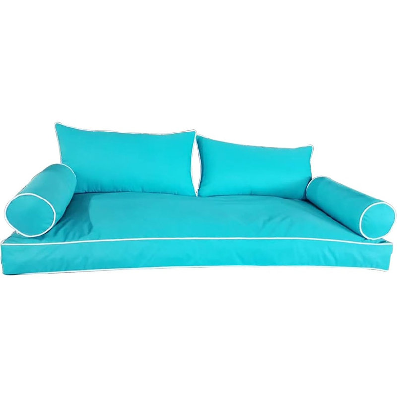 Waterproof Twin Size Outdoor Daybed Cushion Cover Set, Fitted Mattress And Pillowcase With Zipper,
