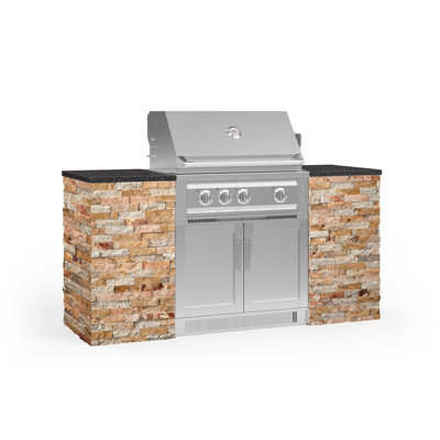 Outdoor Kitchen Signature Series 6 Piece Cabinet Set with 33 in. Natural Gas Platinum Grill -  NewAge Products, 68509