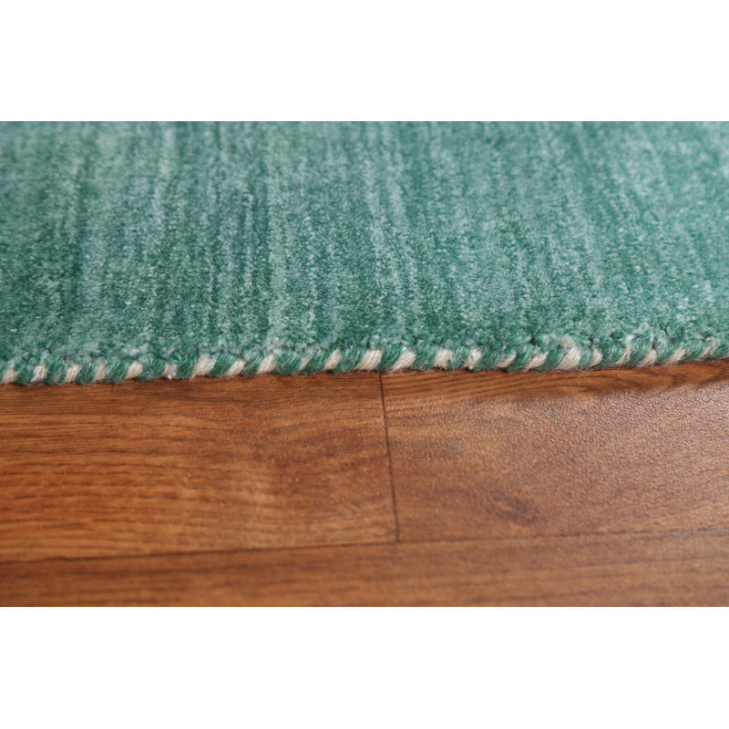 Green Handmade Gabbeh Oriental Wool Rug 5x8
