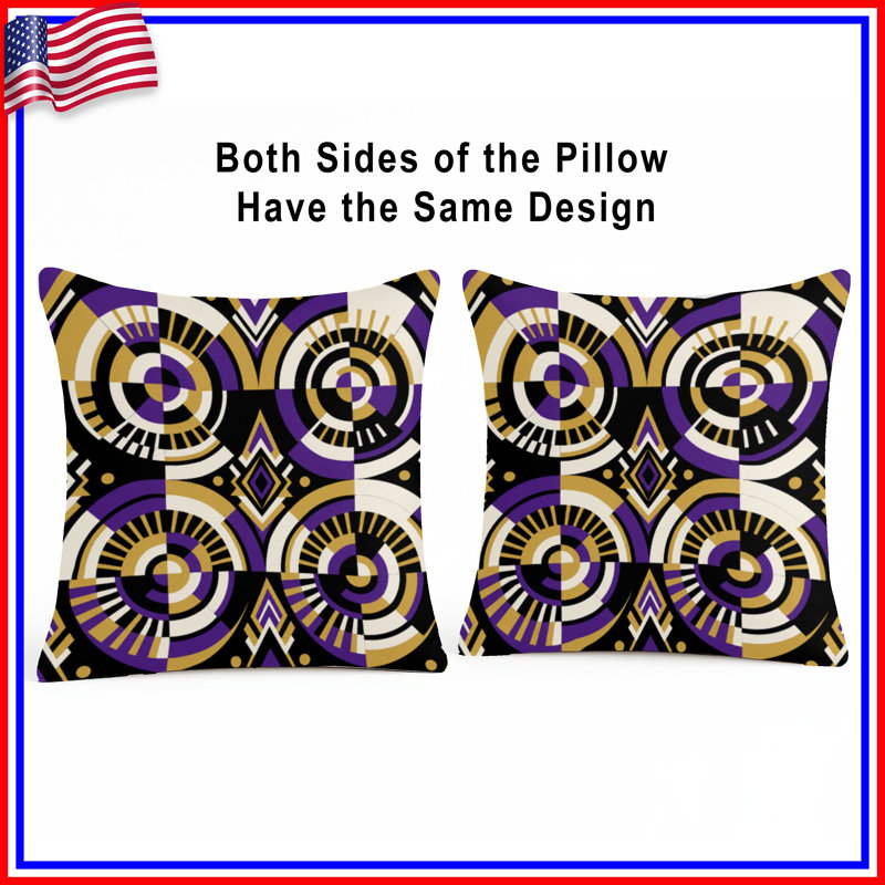 Geometric Art Deco Pattern Double Sided Throw Pillows, 16 x 16 inches