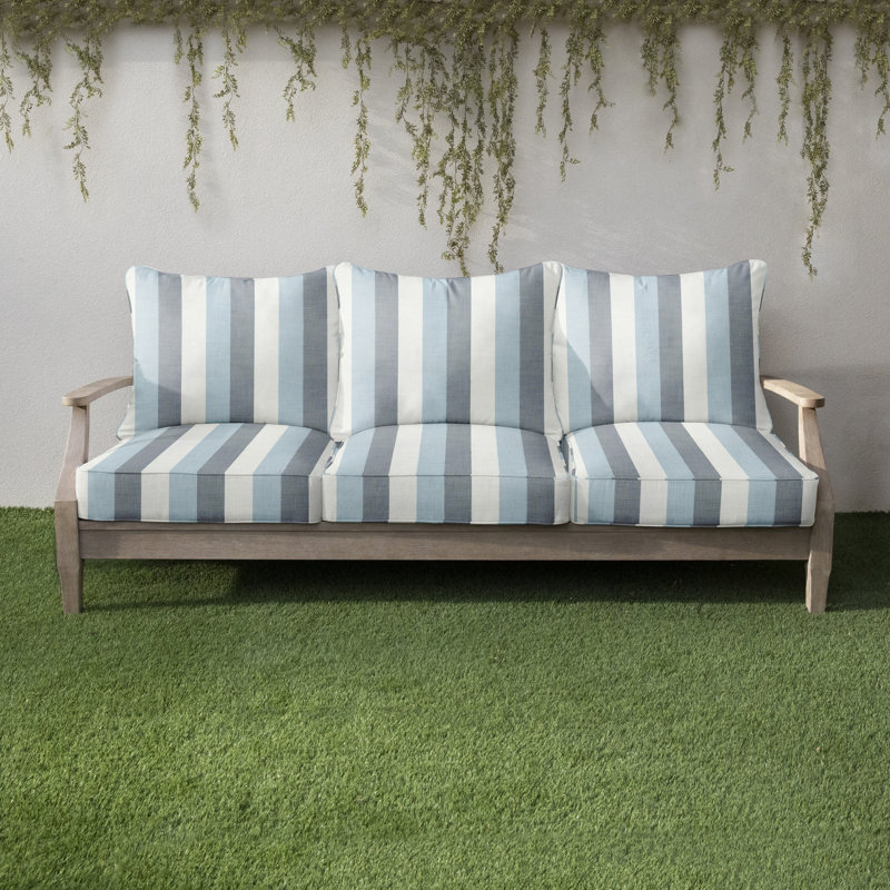 Bigby Indoor/Outdoor Sunbrella Seat/Back Cushion, Sunbrella - Direction Dew, 87"W x 26"H x 5"D