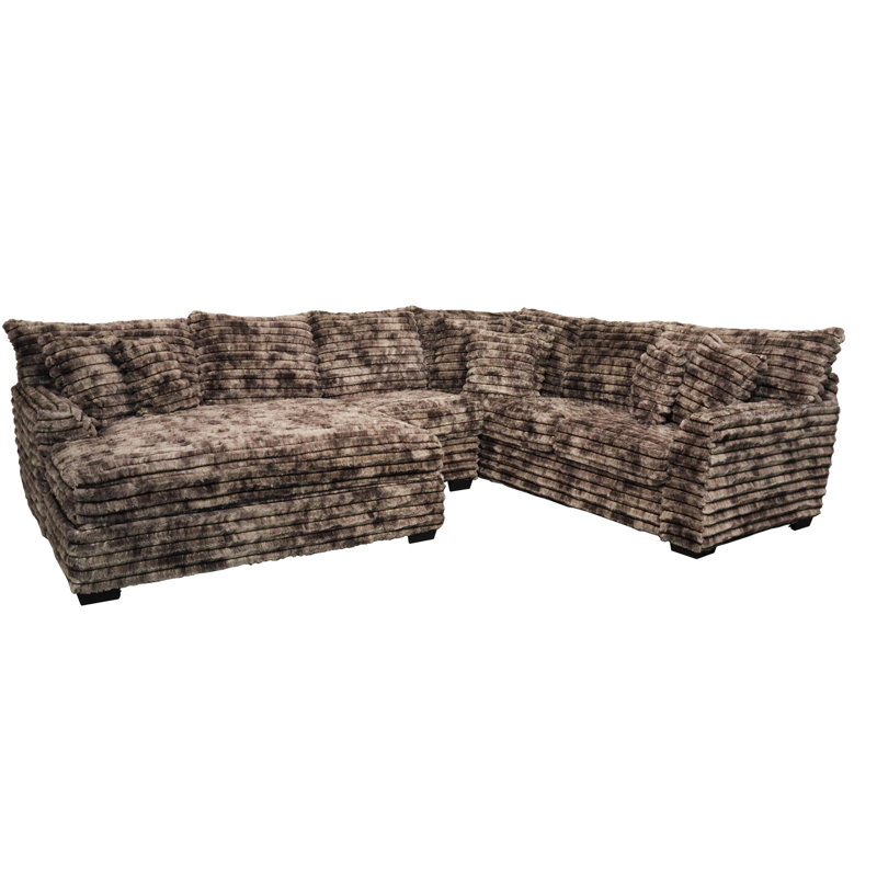 Gus Sectional with Cuddler, Brown Polyester Blend