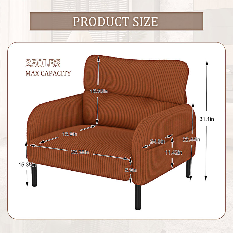 Fauteuil rembourré, Orange