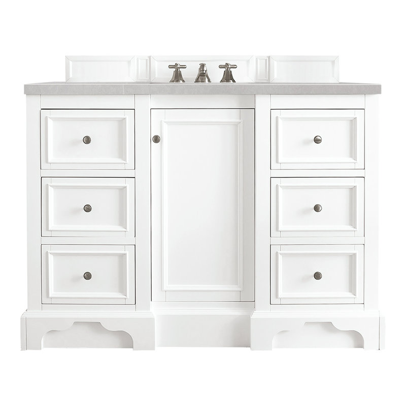 De Soto 48'' W Single Vanity, Bright White, Cala Blue Quartz, 8" Widespread