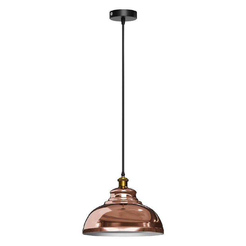 Suspension en métal courbé avec douille E26, Or rose