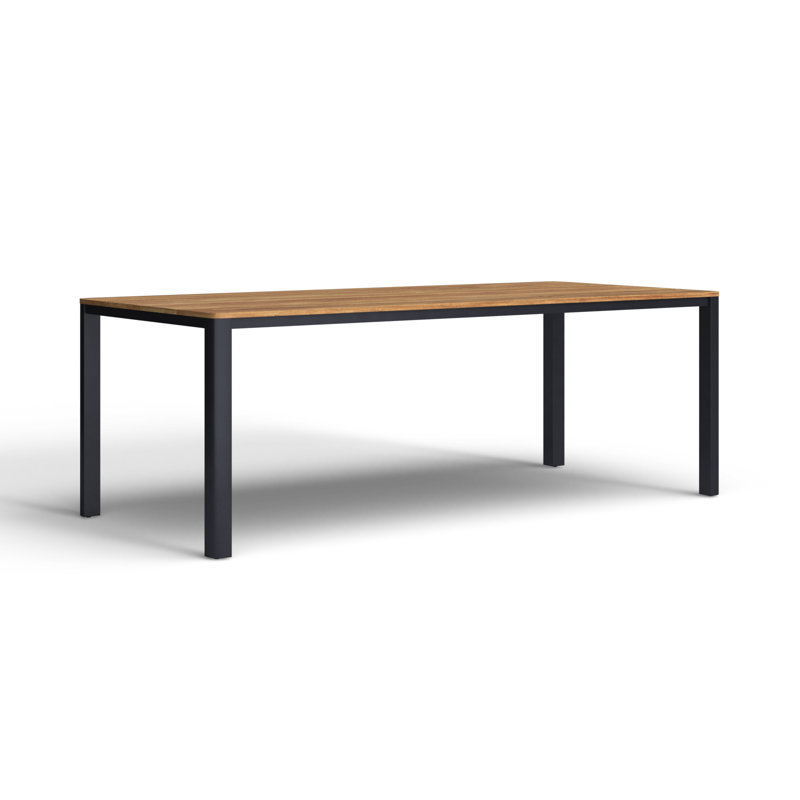 Morones Rectangular Dining Table in Solid Reclaimed Teak with Black Rounded Edge Aluminum Legs, 39" W x 86" L x 30.3" H