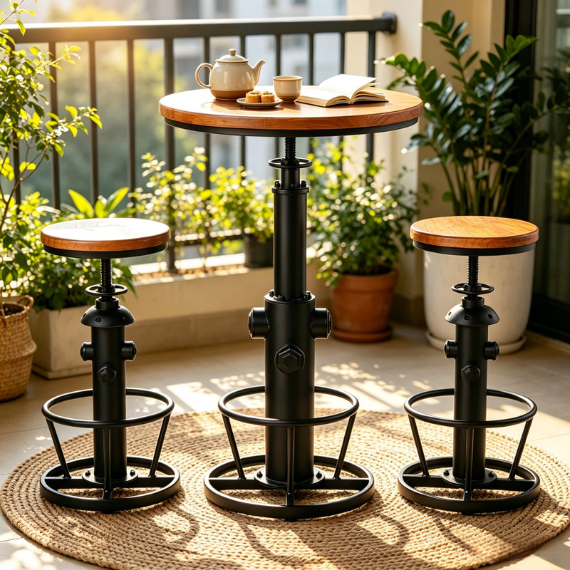 Jermeshia 2 - Person Pine Pedestal Dining Set, Black, Black/Brown