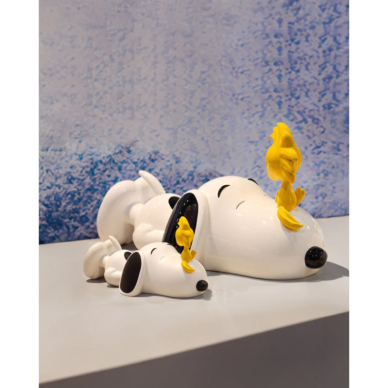 Snoopy & Woodstock PEANUTS Black, White & Yellow Original 13in x 7in