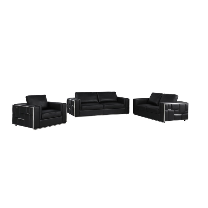 Orren Ellis 3 - Piece Top Grain Italian Leather Living Room Set | Wayfair