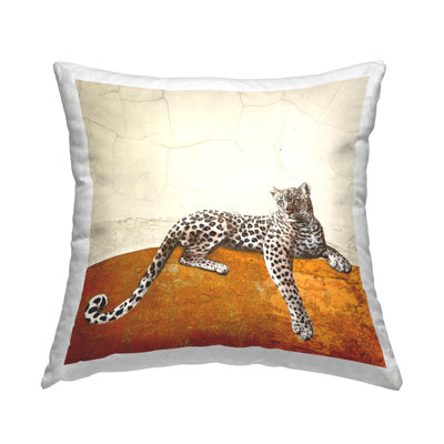 Lounging Leopard Modern Wildlife Printed Throw Pillow Design By Karen Smith