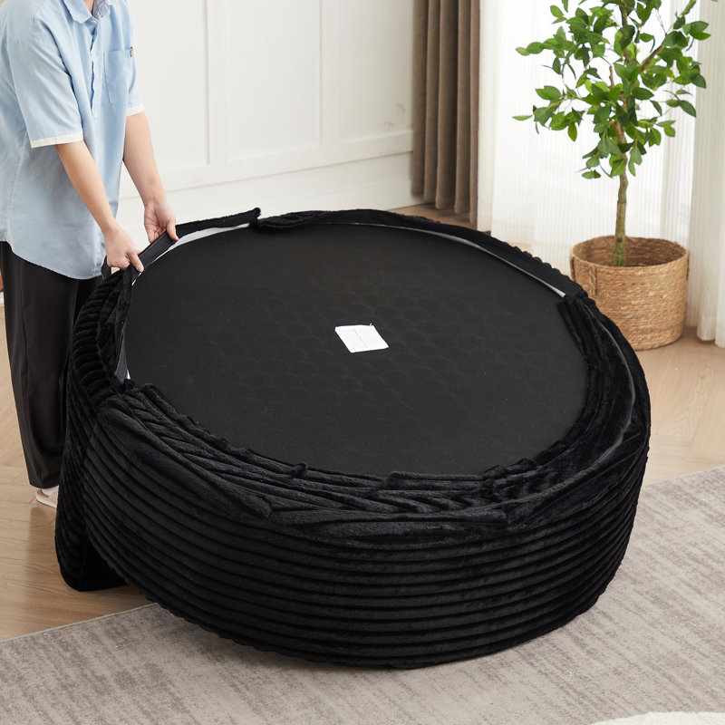 Fauteuil pivotant 55 po en mousse de velours côtelé 55 po, Noir