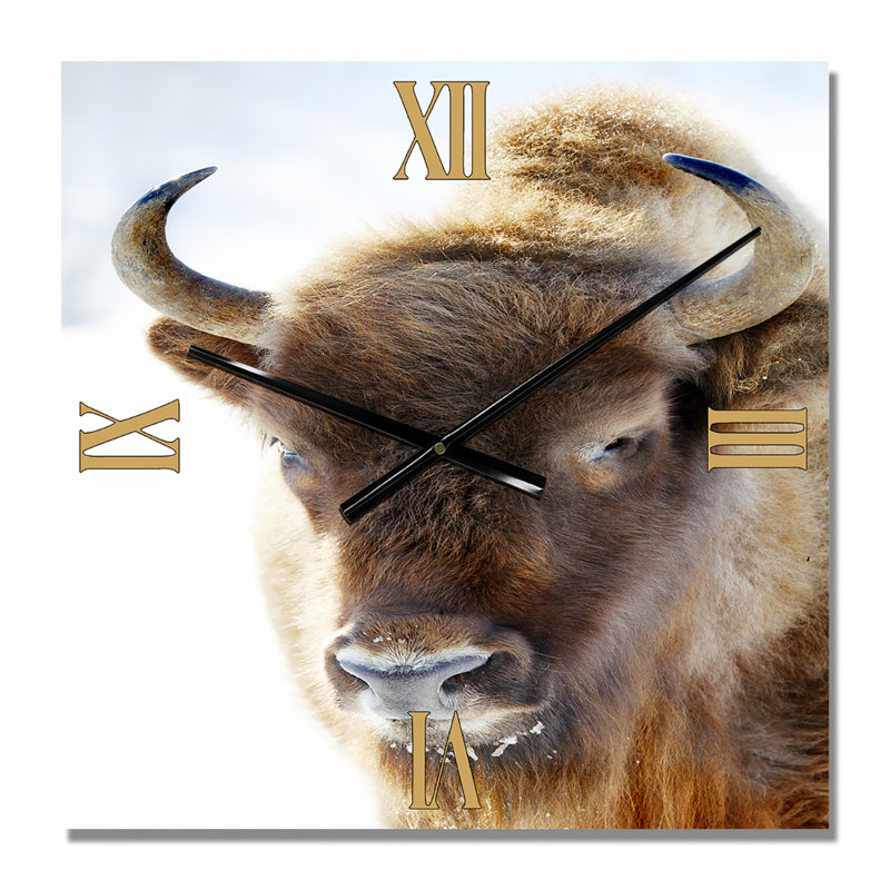 Horloge murale Portrait de bison sauvage, Très grand
