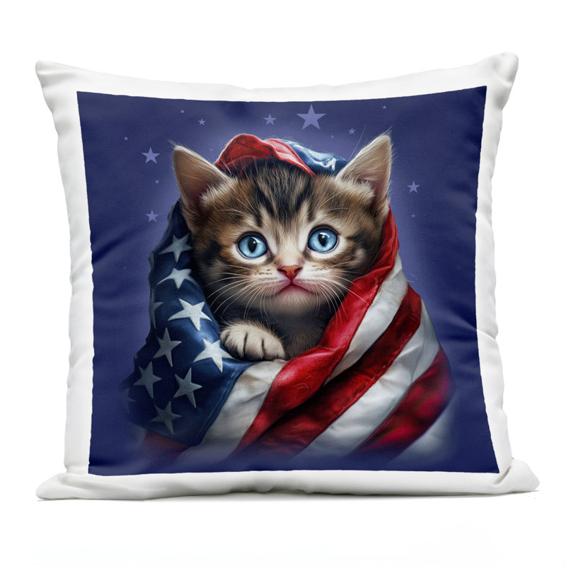 Coussin Patriotic Kitten, Chat bleu