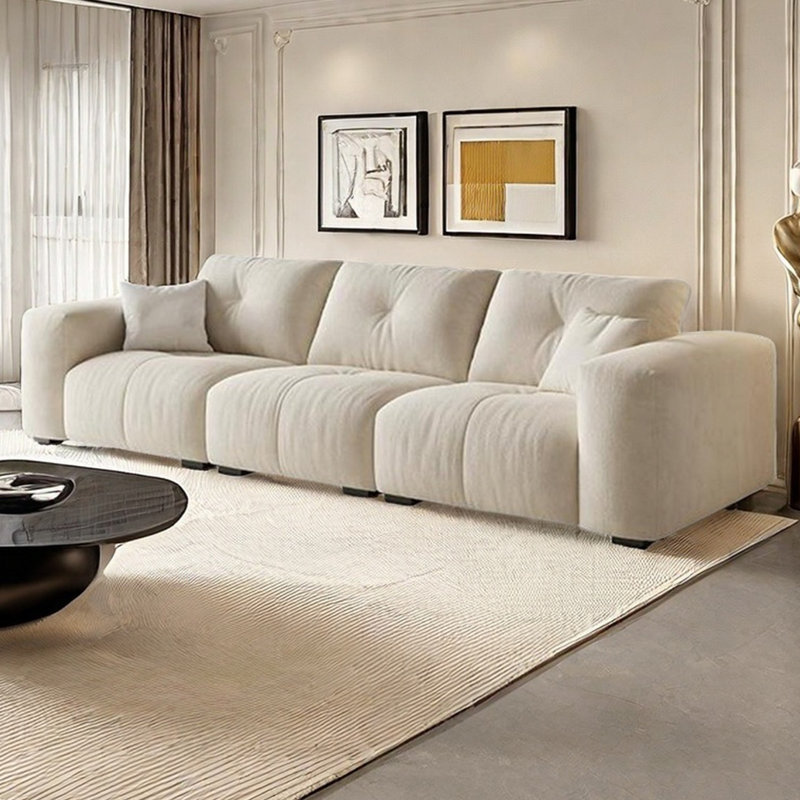 Canapé à rangée droite de style crème italien minimaliste italien, H 33,46 po x l 118,11 po x P 39,37 po, 4