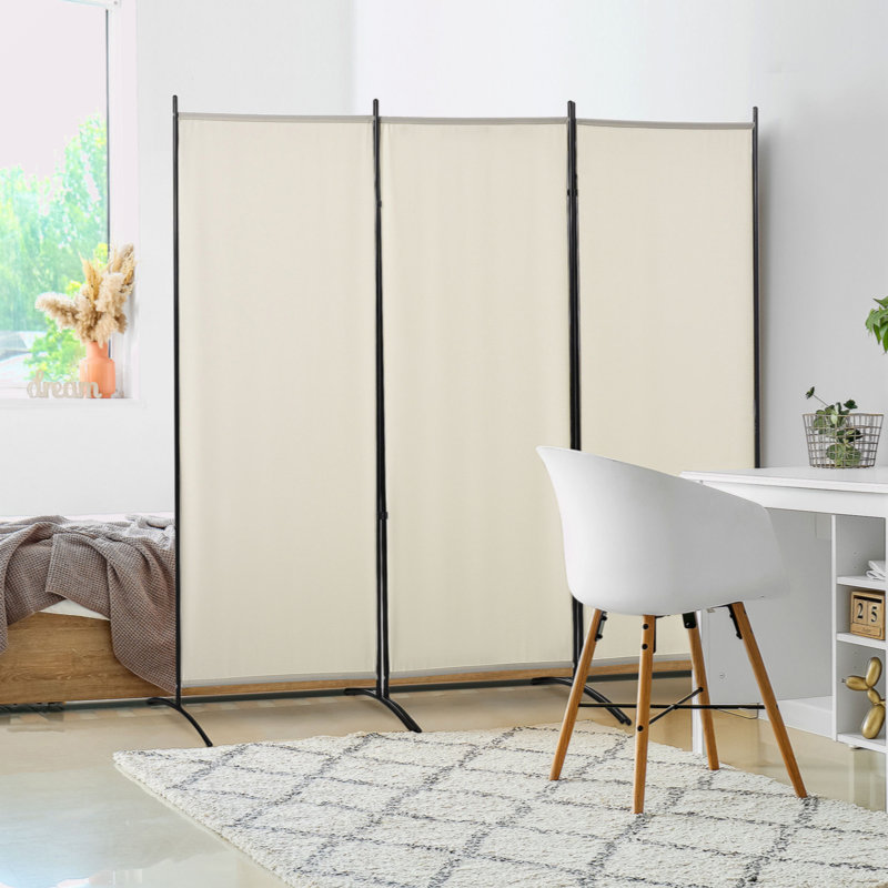 Paravent 3 panneaux HOMcom, écran d'intimité pour la maison, beige