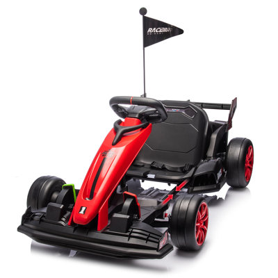 24V Electric Drift Kart for Kids, Ride Car with Adjustable Seat & 8.5MPH Speed, EVA Silent Wheels, Parent-Safety Certified Ride-On Toy