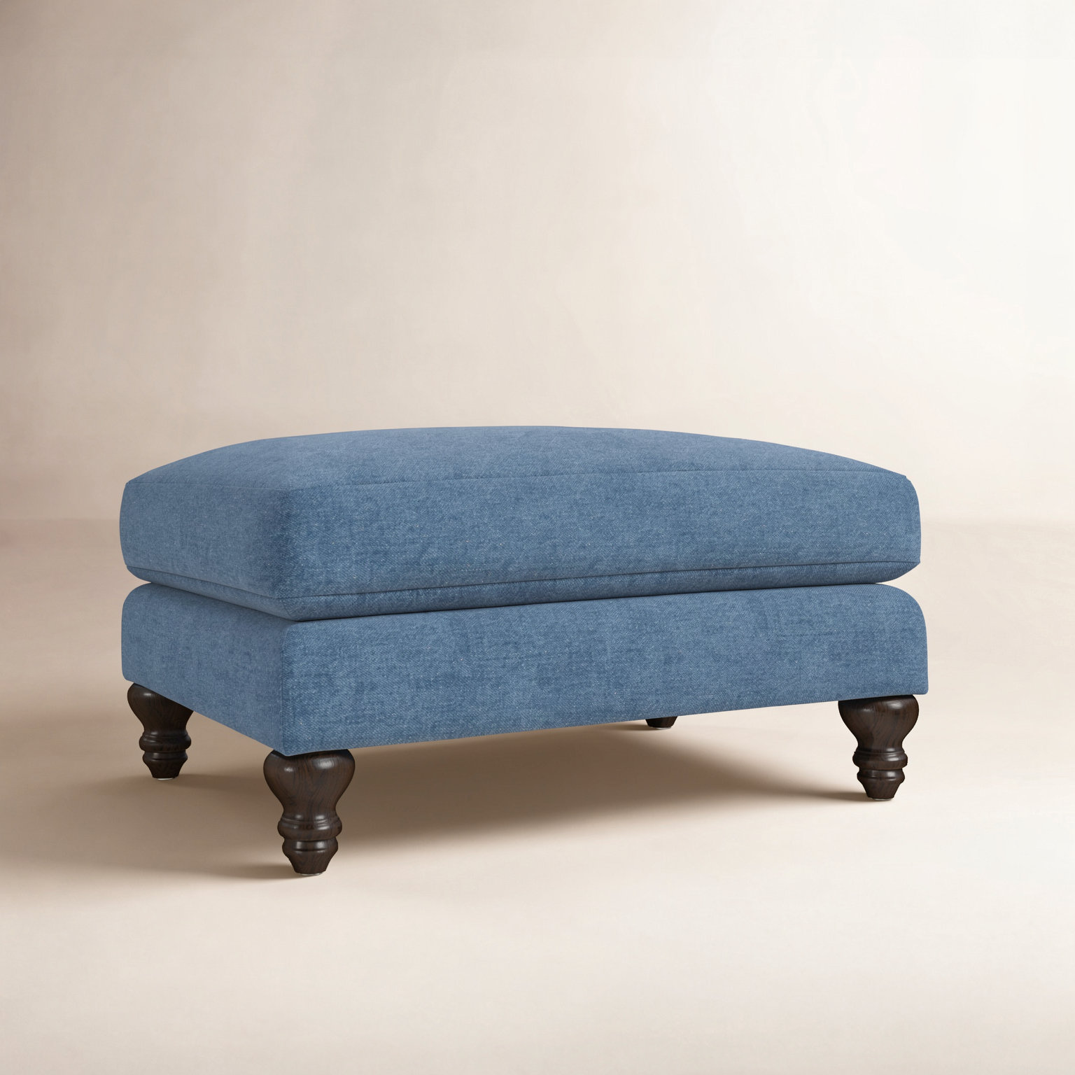 Walters Upholstered Ottoman, Classic Indigo Denim