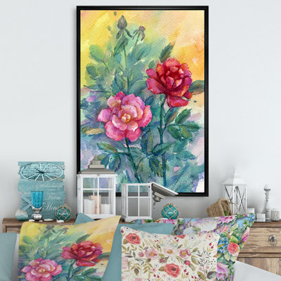 Abstrait roses roses et rouges - décoration murale traditionnelle sur toile