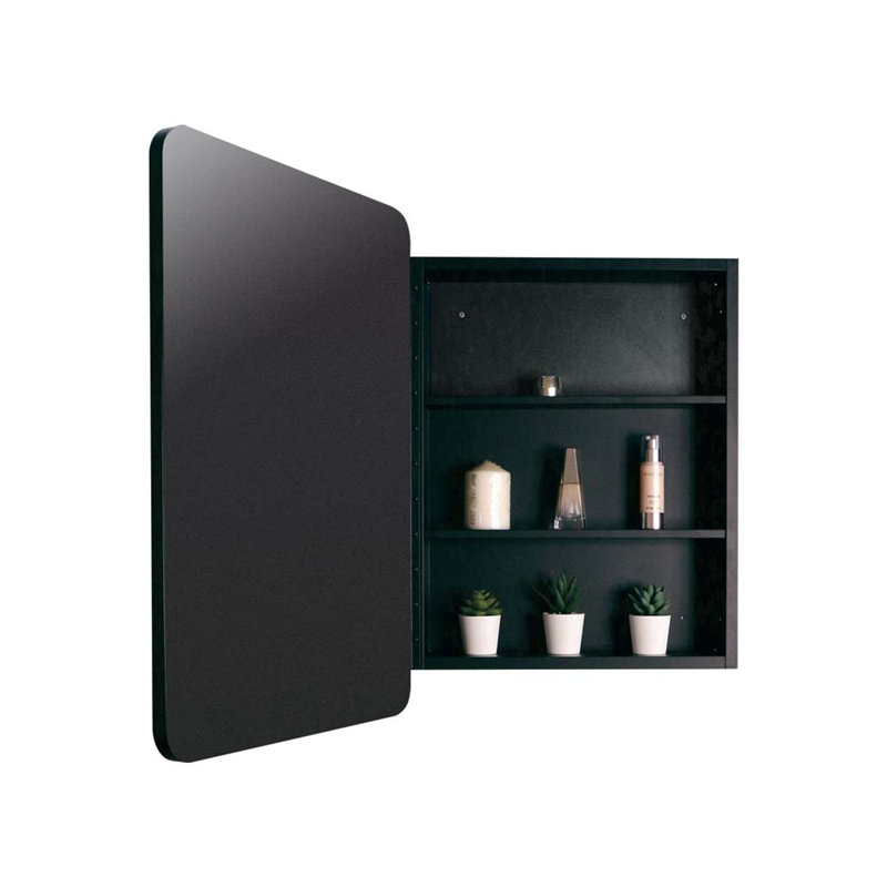 Armoire à pharmacie murale ou en métal avec miroir, Noir, H 30,17 po x l 24,17 po x P 5,07 po