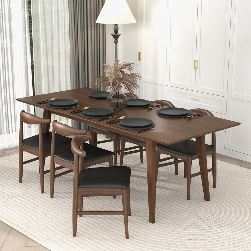 Table de salle à manger rectangulaire en bois massif de style moderne 86 po