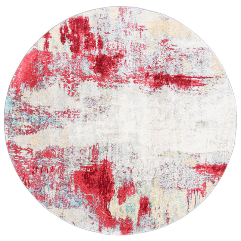 Rudi 100 Performance Abstract Rug, Round 6'7"
