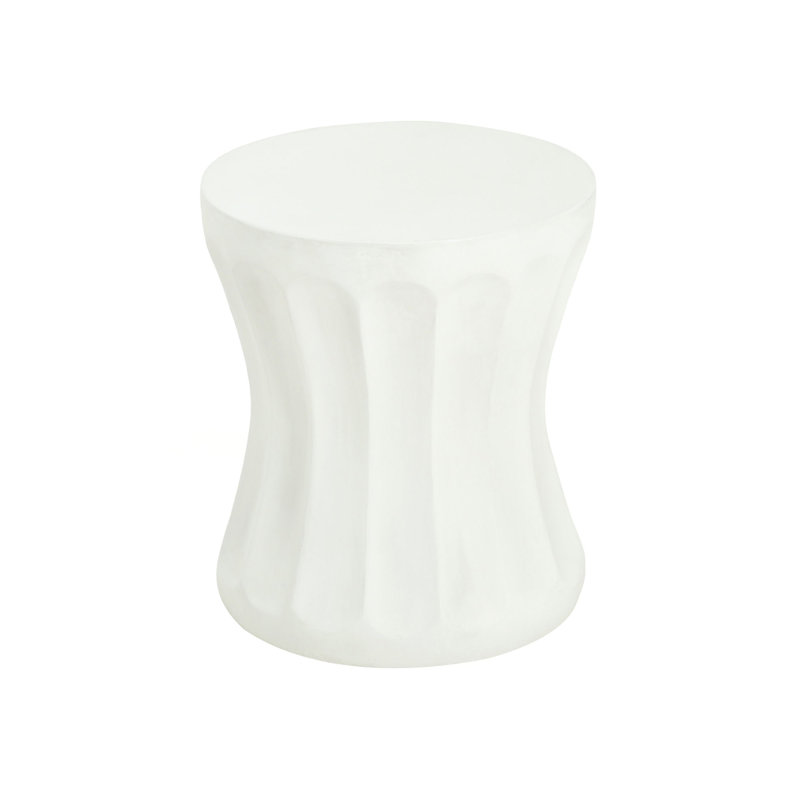 Outdoor Round Concrete Antique White Side Table,Living Room Mgo End Table