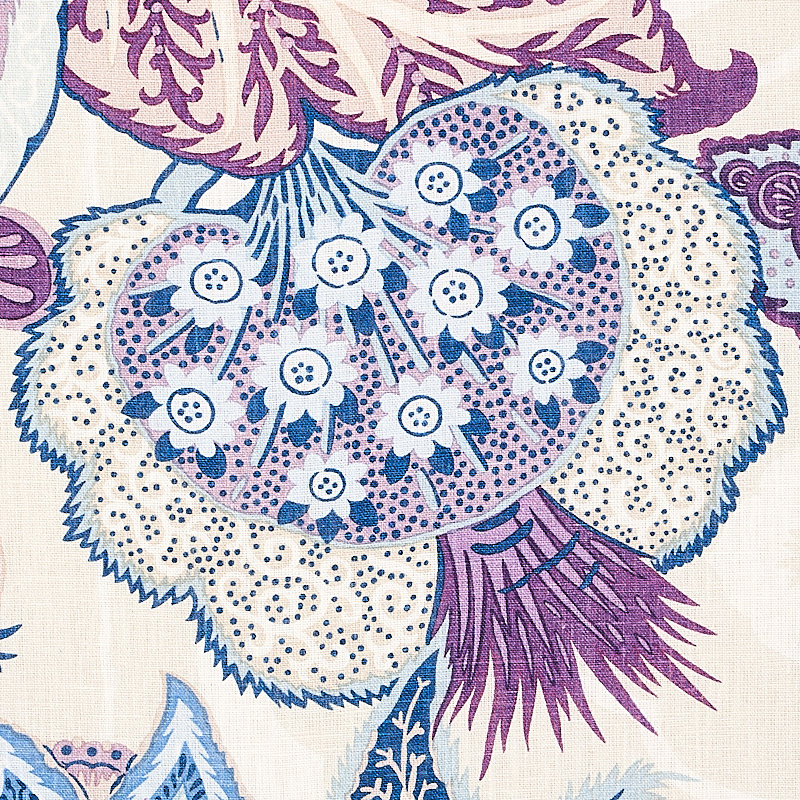 Zanzibar Linen Print Fabric, Hyacinth